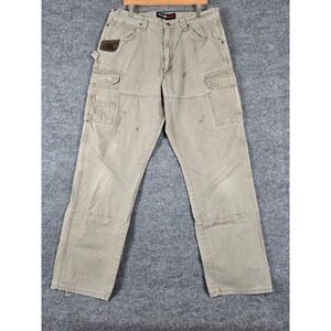 Wrangler Thrashed Distressed Riggs Workwear Men's Carpenter Cargo Pants Sz 36x36